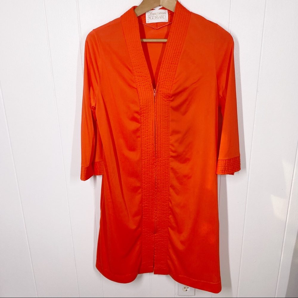 Vintage Loungewear by Gossard Zip Front Robe Size Small Housecoat Orange
